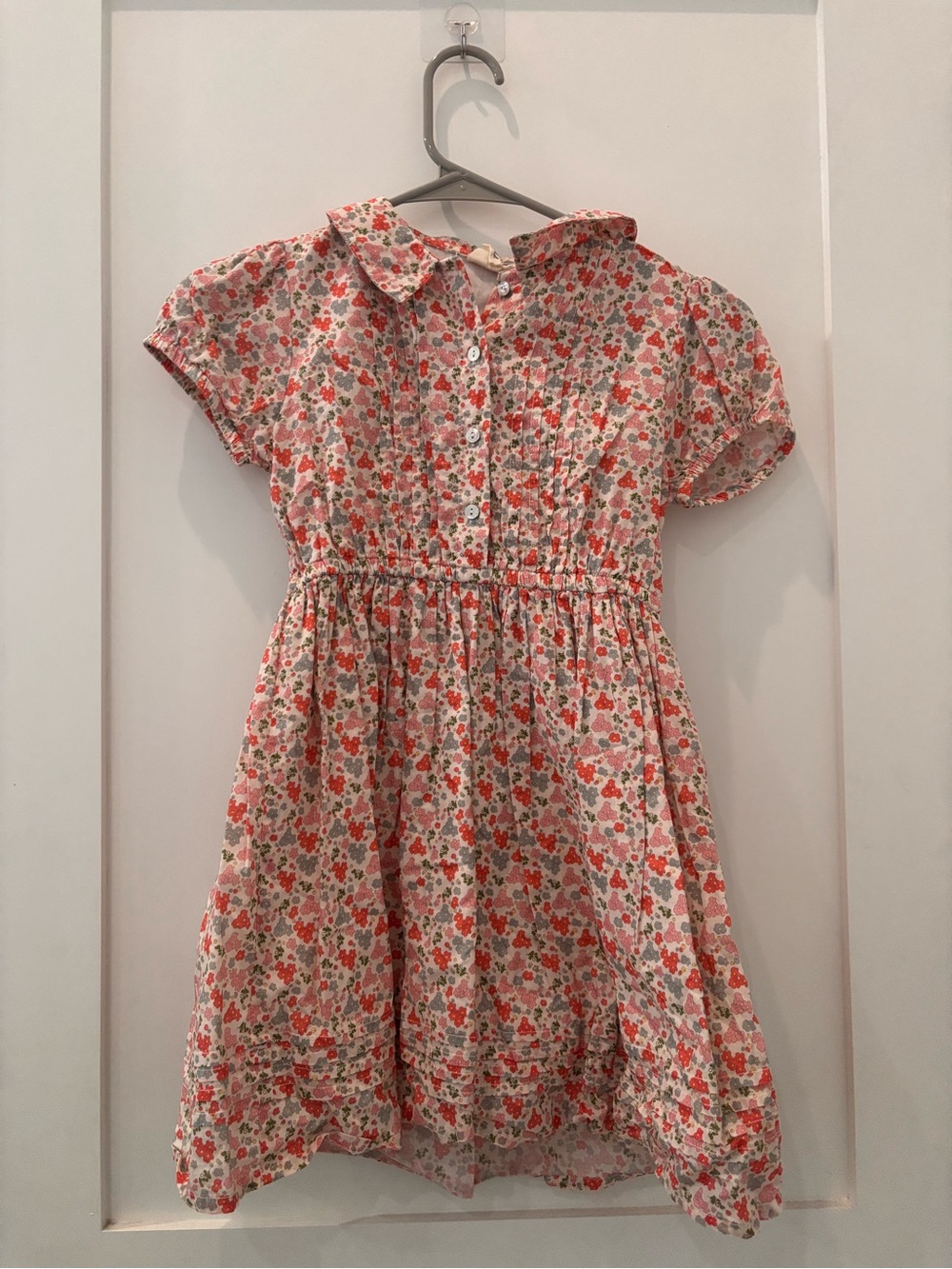 Beet World - Sawyer Dress - Clover Print - Girls Pink Floral Button-Front Dress